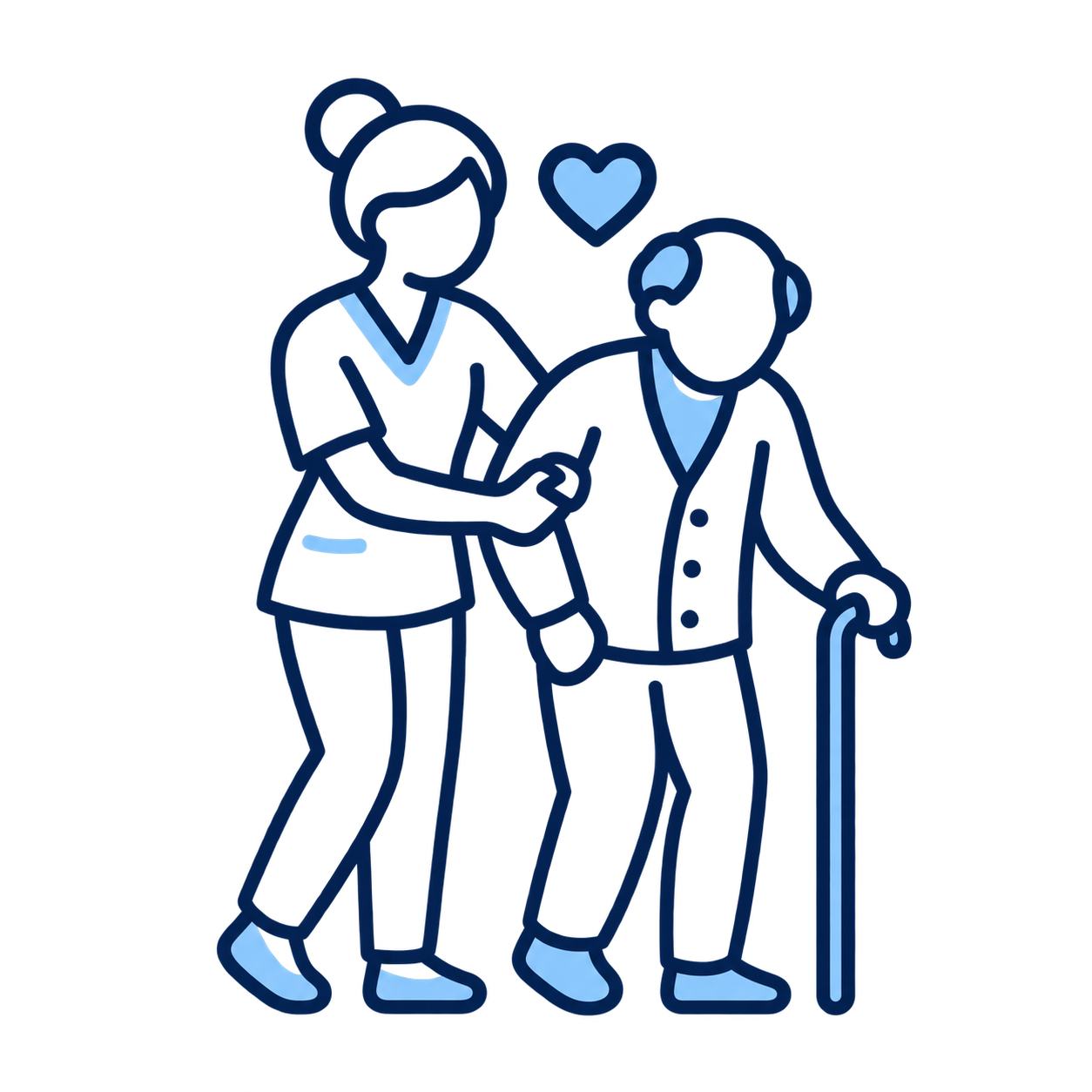 Icon representing caregiver dependence and assistance